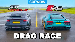 Audi R8 vs TT RSR Drag Race V10 vs ABTtuned 5cyl [upl. by Aihsram771]