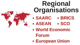 Regional Organisations  SAARC ASEAN BRICS SCO World Economic Forum European Union UPSC  RBI [upl. by Dutchman]