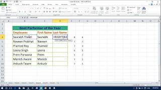 How to Split full Name to First and Last Name in Excel [upl. by Dowling]