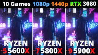 Ryzen 5 5600X vs Ryzen 7 5800X vs Ryzen 9 5900X  Performance Comparison 10 Games 1080p and 1440p [upl. by Jenny]