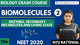 Biomolecules  Enzymes Secondary Metabolites and Living State  Part 2  NEET 2020 [upl. by Refiffej438]