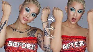 COVERING ALL MY TATTOOS WITH MAKEUP [upl. by Annotahs]