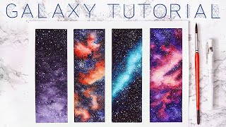 4 WAYS TO PAINT A WATERCOLOUR GALAXY  TUTORIAL [upl. by Morrie]