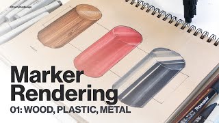 Marker Rendering Tutorial 01 How to Render Wood Plastic and Metal [upl. by Revlis]