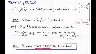 Lecture 4 Video 4 ReedSolomon Codes [upl. by Nashner]