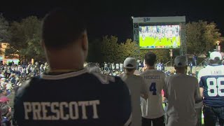 Over 10K Cowboys fans cheered on team outside ATampT Stadium [upl. by Gardol]