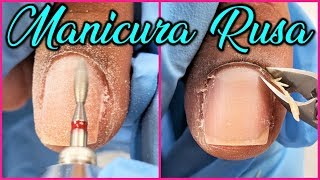 manicura rusa paso a paso combinada  Russian manicure step by step  manicura en seco [upl. by Hsekin176]