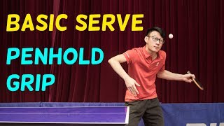 6 Basic Serve In Table Tennis Penhold Grip [upl. by Ahsinav]