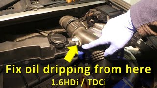 How to fix oil dripping from the crankcase breather in 16HDiTDCi PeugeotCitroenFordVolvoMini [upl. by Umont]