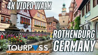 Rothenburg Germany Historic City Center Walking Tour 4K UHD Travel Video  Virtual Treadmill Walk [upl. by Anetsirhc]